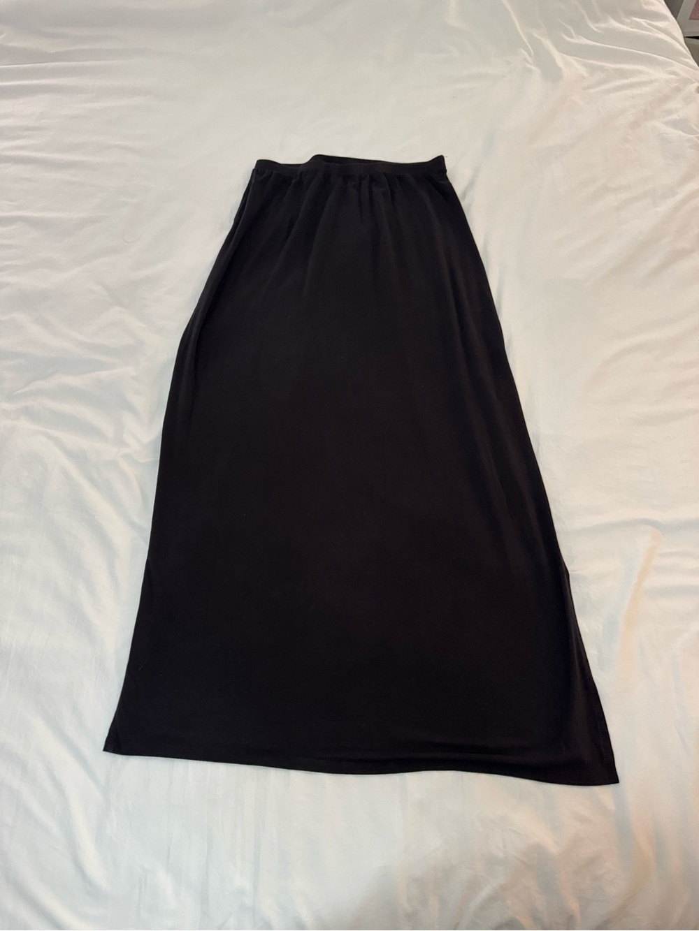 Black Women's Maxi Skirt - Soft and Flowy with Slit on Side